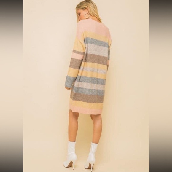 Hem & Thread Multicolor Striped Long Sleeve Sweater Dress - Picture 6 of 7